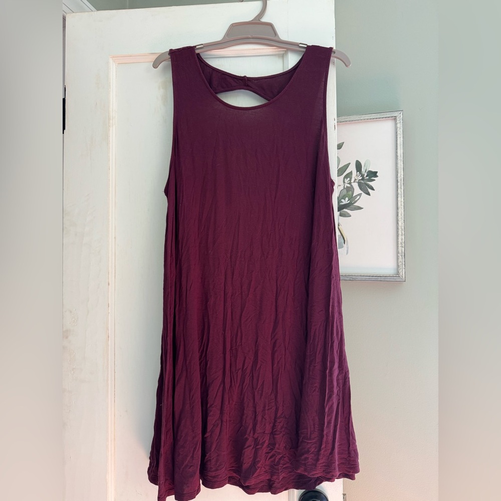 American Eagle Outfitters burgundy sleeveless swing dress